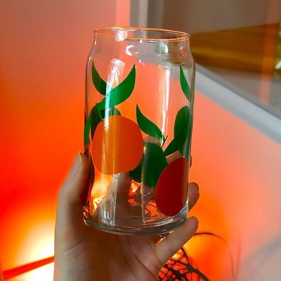 NWT Wool + Pepper Co. ORANGES 16oz Glass Can Cup - Picture 1 of 3